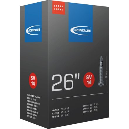 BELSŐ SCHWALBE 26 SV14 26x1,50-2,35 40MM EXTRA LIGHT 130g {25/7}