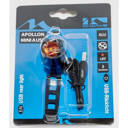 VILLOGÓ HÁTSÓ AKKUS 0.5W LED M-WAVE APOLLON MINI A USB FEKETE