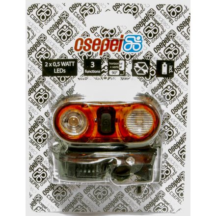 VILLOGÓ HÁTSÓ ELEMES 2 LED CSEPEL STEREO-R - 3 FUNKCIÓS (TARTÓVAL) PIROS